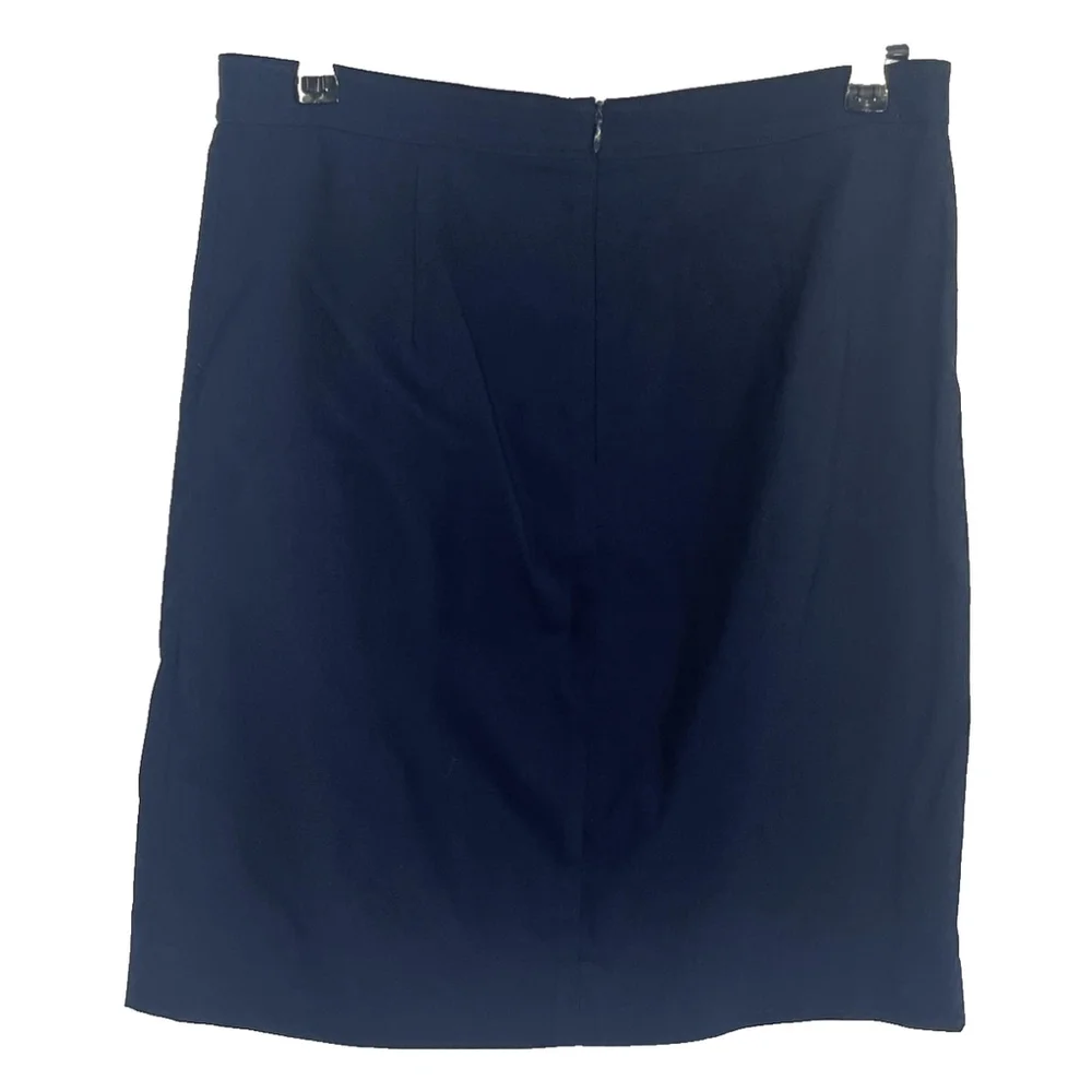 J. McLaughlin Skirt‎ Womens 6 Navy Blue Scallop Hem Cotton Blend Classic Career